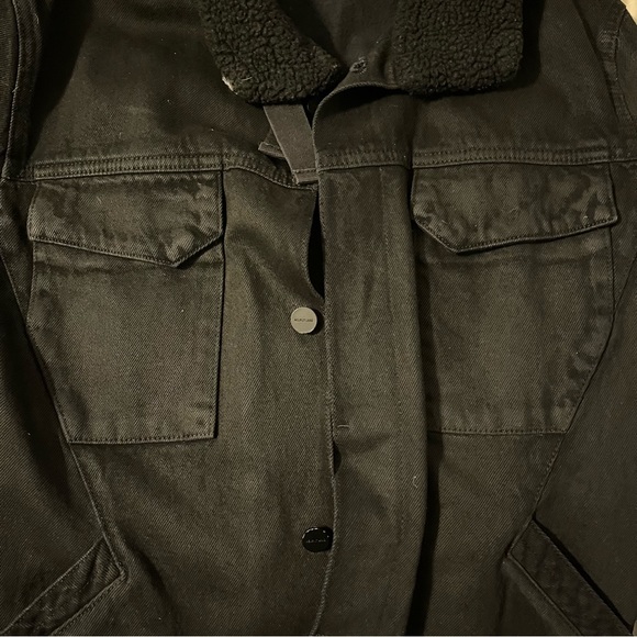 Helmut Lang Faux Sherpa Collar Denim Jacket - Black - Picture 2 of 11